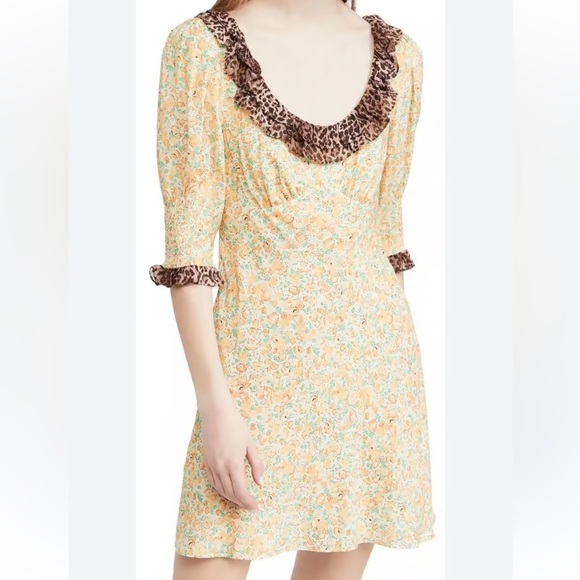 Rixo Marcele Floral leopard contrast dress size XS - Picture 1 of 9